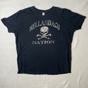 Anvil Hellanbach Nation T-Shirt Mens XL Black‎ Skull Biker Graphic Tee